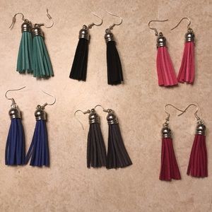 Leather tassel earrings